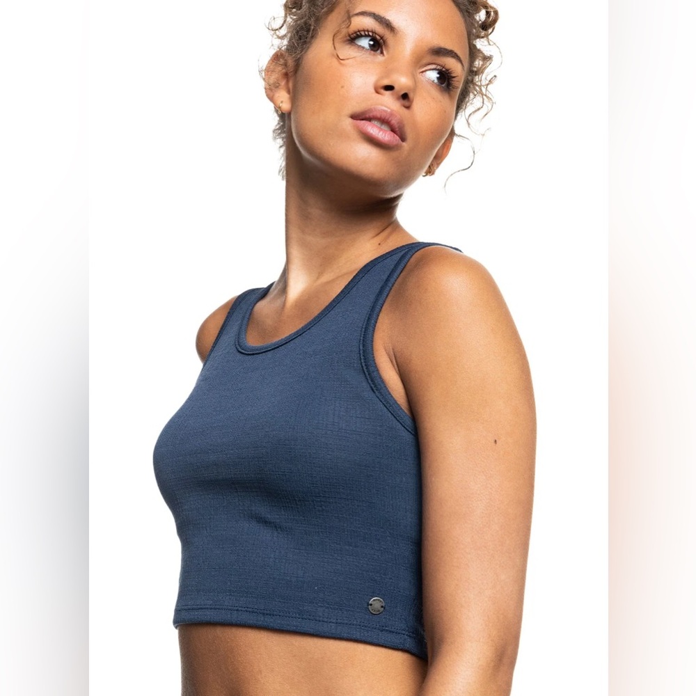 Roxy Good Keepsake Crop Top Wrap Criss Cross Open Back Navy Blue - Picture 4 of 14
